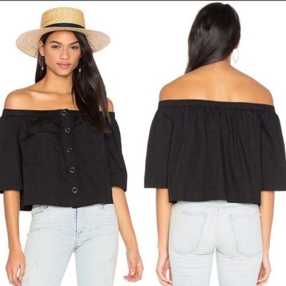 Free People Tops - Free people cotton button down off shoulder top like new medium 22H